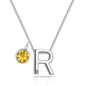 Initial R Necklace with Birthstone Charm Created with Zircondia® Crystals