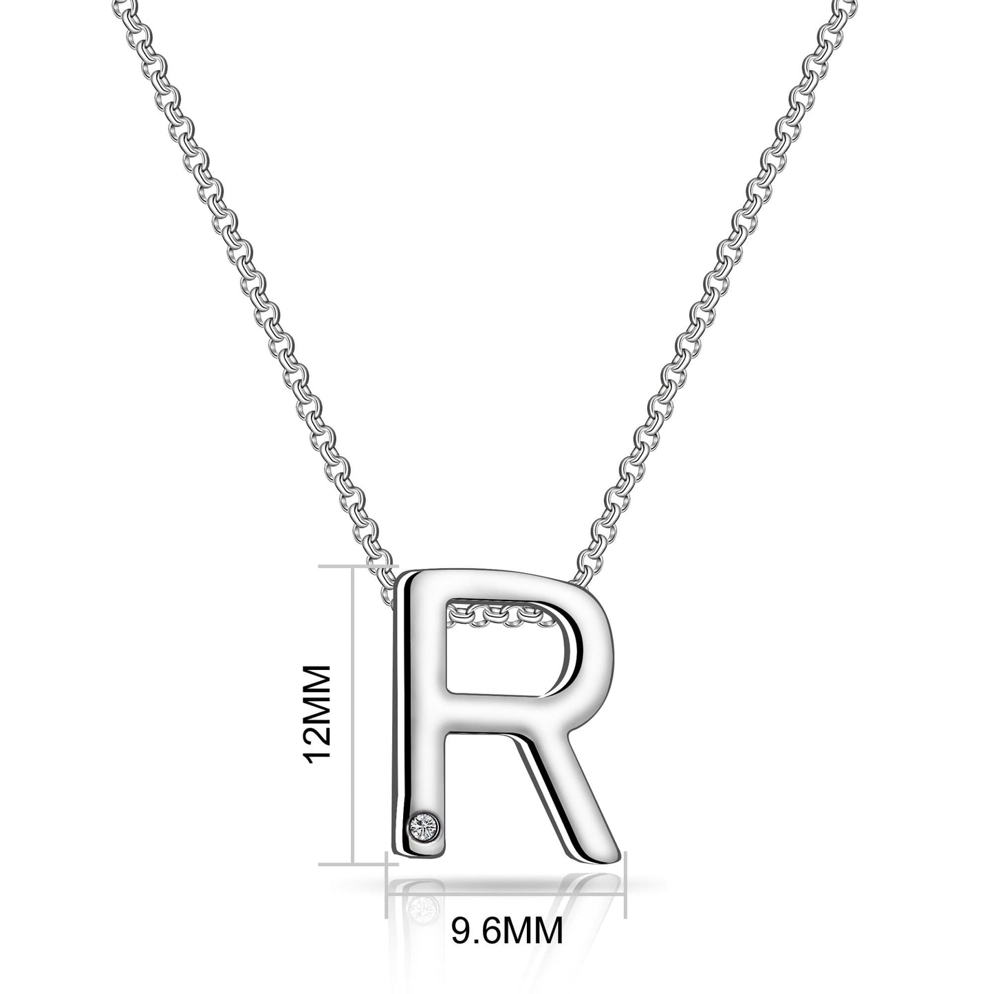 Initial R Necklace with Birthstone Charm Created with Zircondia® Crystals