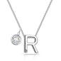 Initial R Necklace with Birthstone Charm Created with Zircondia® Crystals
