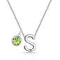 Initial S Necklace with Birthstone Charm Created with Zircondia® Crystals