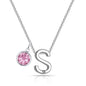 Initial S Necklace with Birthstone Charm Created with Zircondia® Crystals