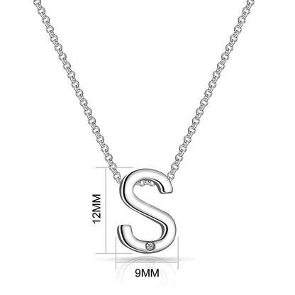 Initial S Necklace with Birthstone Charm Created with Zircondia® Crystals