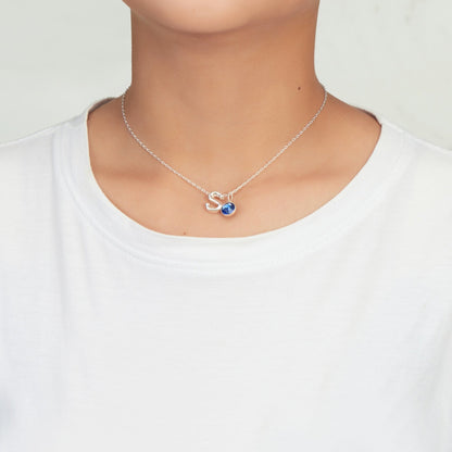 Initial S Necklace with Birthstone Charm Created with Zircondia® Crystals