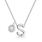 Initial S Necklace with Birthstone Charm Created with Zircondia® Crystals