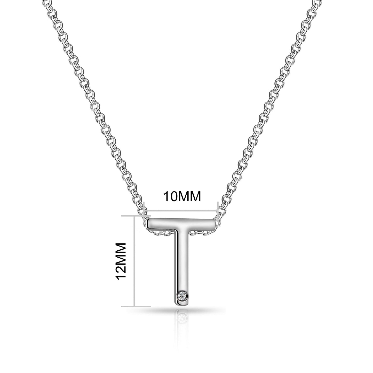 Initial T Necklace with Birthstone Charm Created with Zircondia® Crystals