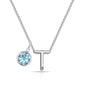 Initial T Necklace with Birthstone Charm Created with Zircondia® Crystals