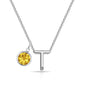 Initial T Necklace with Birthstone Charm Created with Zircondia® Crystals
