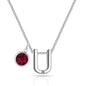 Initial U Necklace with Birthstone Charm Created with Zircondia® Crystals