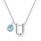 Initial U Necklace with Birthstone Charm Created with Zircondia® Crystals