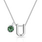 Initial U Necklace with Birthstone Charm Created with Zircondia® Crystals