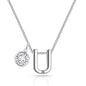 Initial U Necklace with Birthstone Charm Created with Zircondia® Crystals