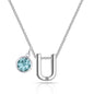 Initial U Necklace with Birthstone Charm Created with Zircondia® Crystals
