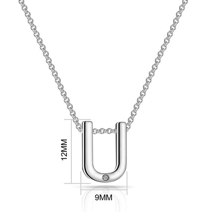 Initial U Necklace with Birthstone Charm Created with Zircondia® Crystals