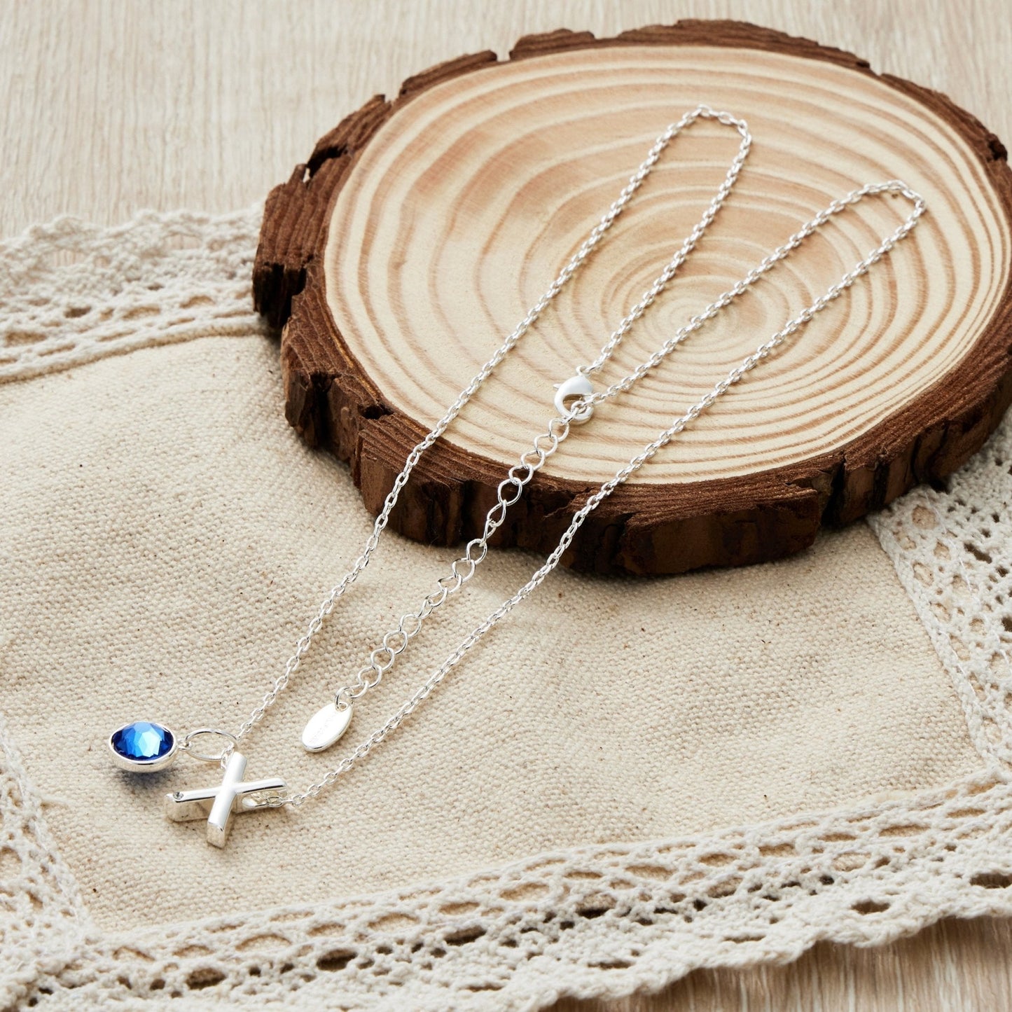 Initial X Necklace with Birthstone Charm Created with Zircondia® Crystals