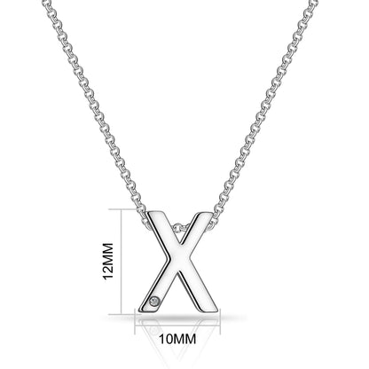 Initial X Necklace with Birthstone Charm Created with Zircondia® Crystals