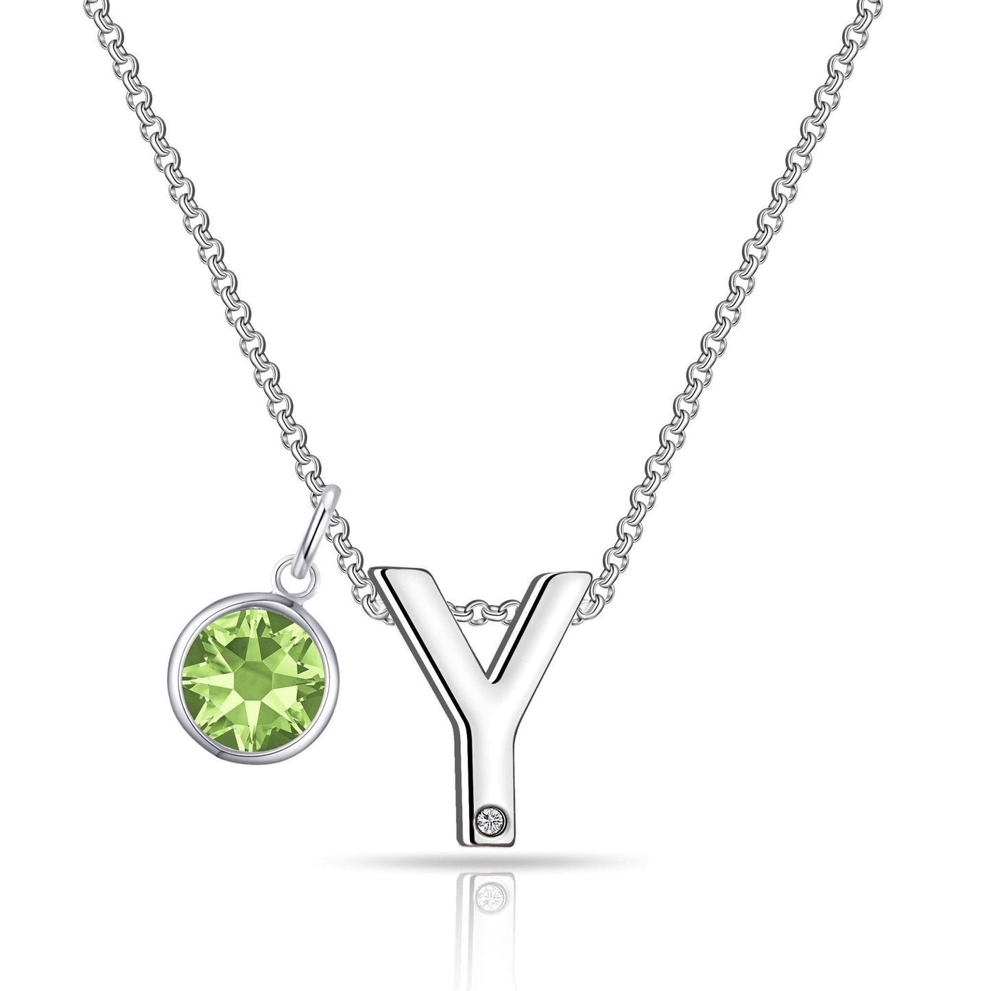 Initial Y Necklace with Birthstone Charm Created with Zircondia® Crystals