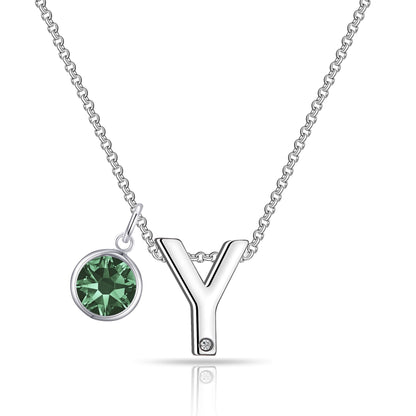 Initial Y Necklace with Birthstone Charm Created with Zircondia® Crystals