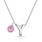 Initial Y Necklace with Birthstone Charm Created with Zircondia® Crystals