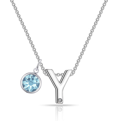 Initial Y Necklace with Birthstone Charm Created with Zircondia® Crystals