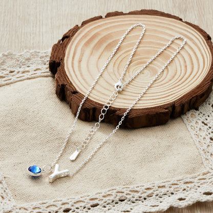 Initial Y Necklace with Birthstone Charm Created with Zircondia® Crystals