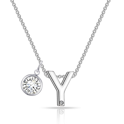 Initial Y Necklace with Birthstone Charm Created with Zircondia® Crystals