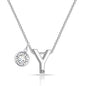 Initial Y Necklace with Birthstone Charm Created with Zircondia® Crystals