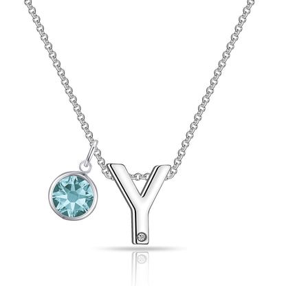 Initial Y Necklace with Birthstone Charm Created with Zircondia® Crystals