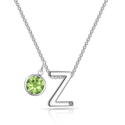Initial Z Necklace with Birthstone Charm Created with Zircondia® Crystals