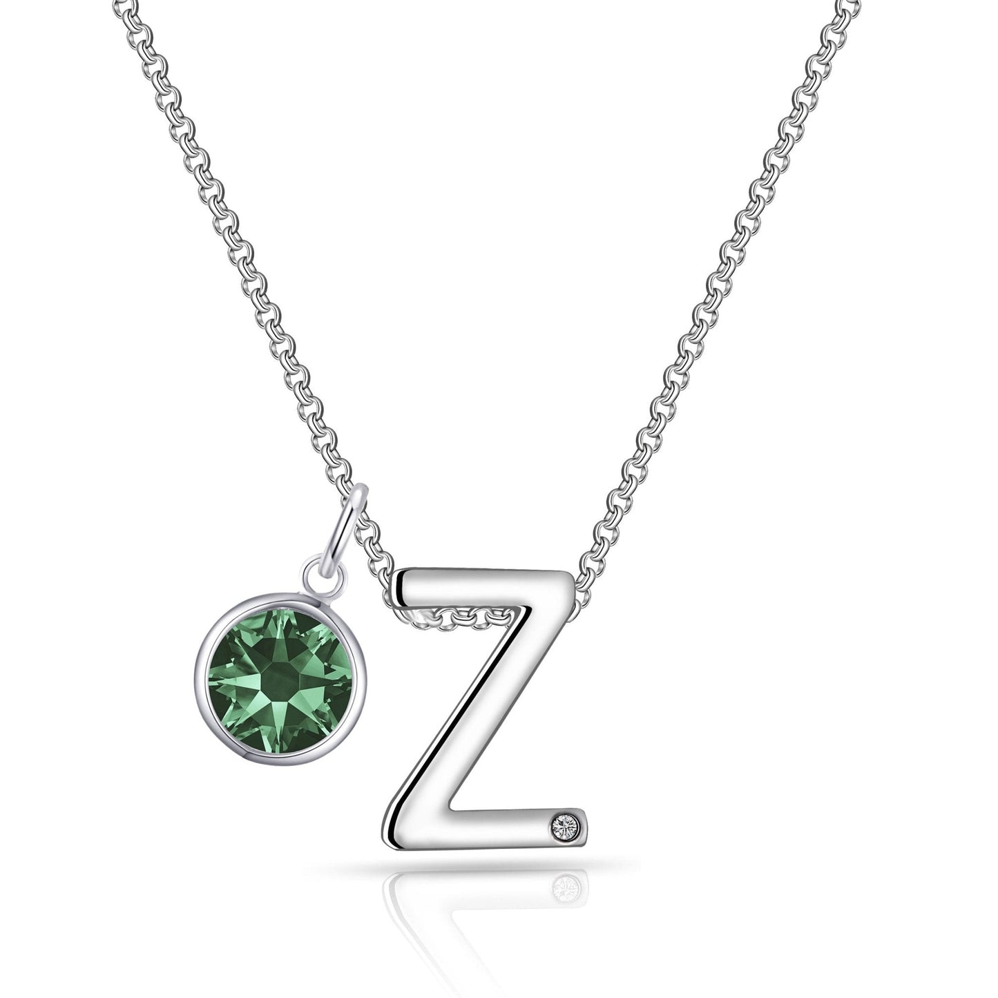 Initial Z Necklace with Birthstone Charm Created with Zircondia® Crystals