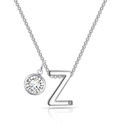 Initial Z Necklace with Birthstone Charm Created with Zircondia® Crystals