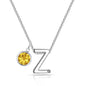 Initial Z Necklace with Birthstone Charm Created with Zircondia® Crystals