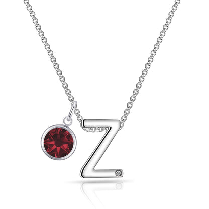 Initial Z Necklace with Birthstone Charm Created with Zircondia® Crystals