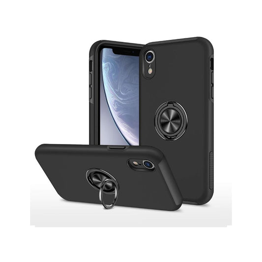 Étui support de bague pour iPhone XR, noir, béquille