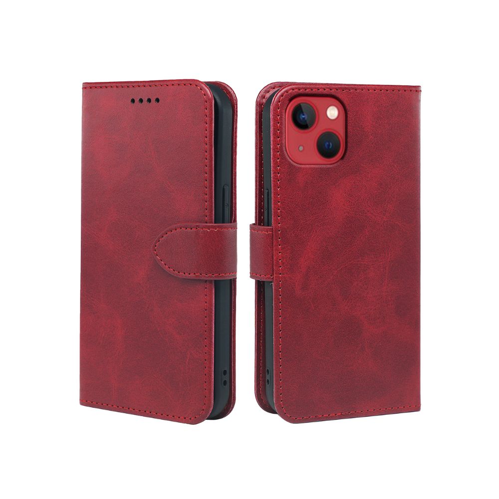 Étui portefeuille à rabat en cuir pour iPhone 14