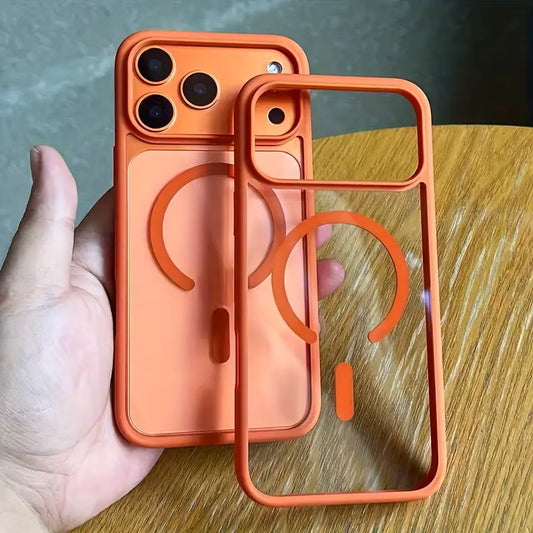 Coque MagSafe iPhone avec contour d'appareil photo orange