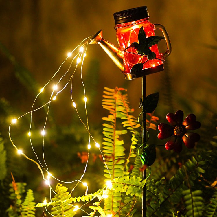 Ironwork Shower Outdoor Waterproof Floor Kettle solar Light Watering Can Light