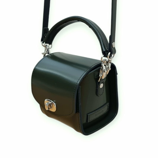 Sac à main en cuir brillant fait main Bauble - Vert lierre