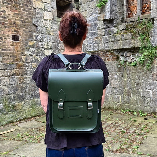 Sac à dos de ville en cuir fait main - Vert lierre