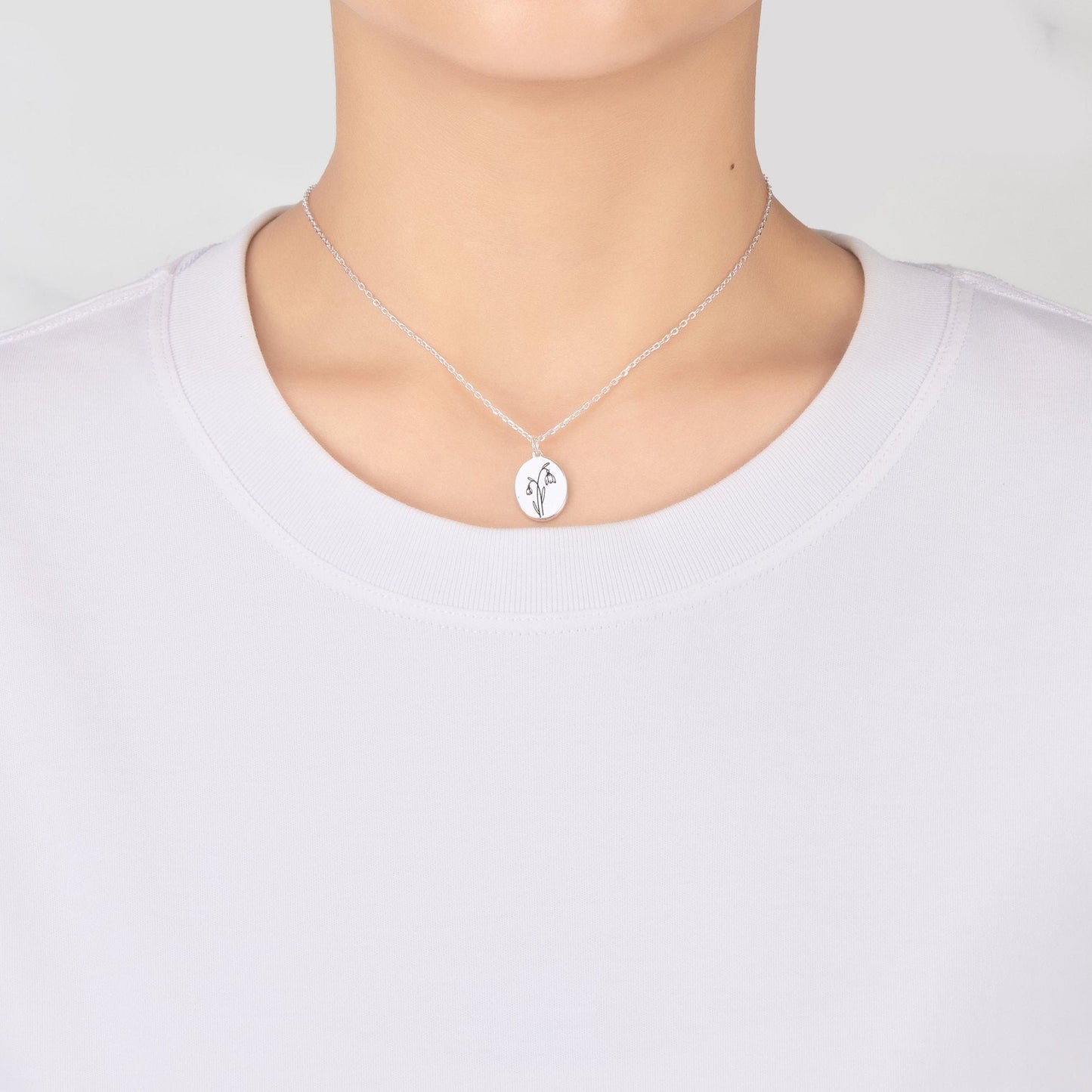 January Birth Flower Snowdrop Necklace with Card