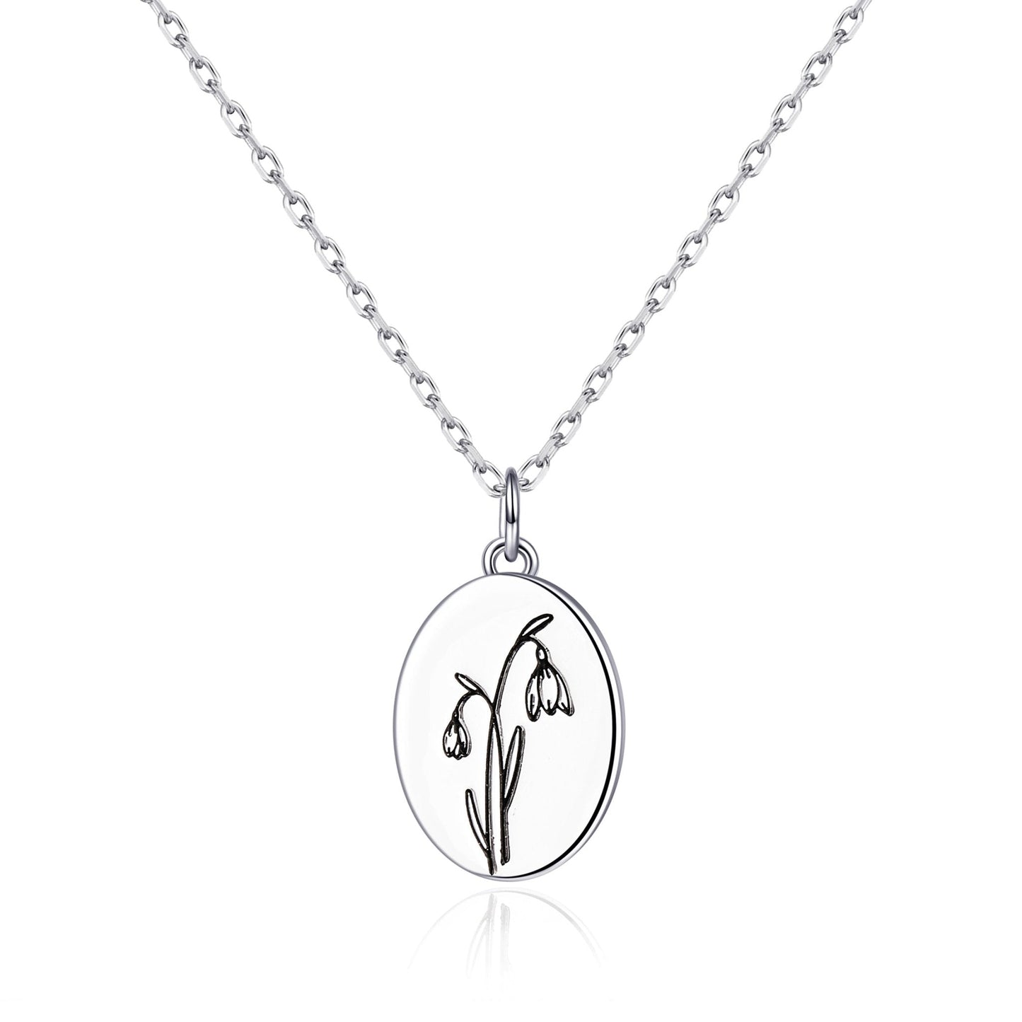 January Birth Flower Snowdrop Necklace with Card