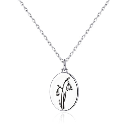 January Birth Flower Snowdrop Necklace with Card