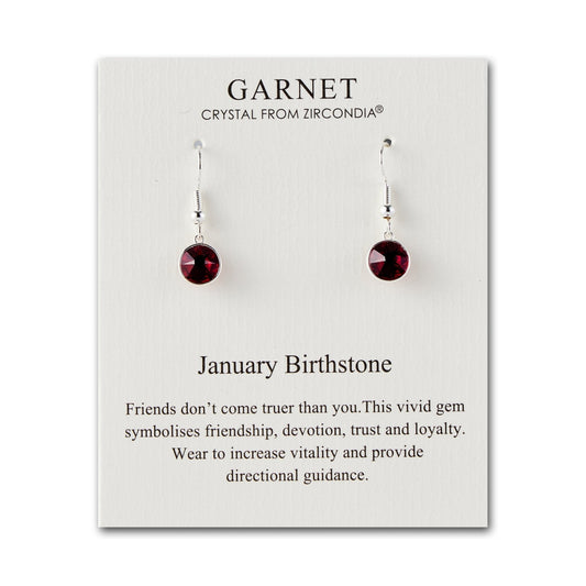 January Birthstone Drop Earrings Created with Garnet Zircondia® Crystals