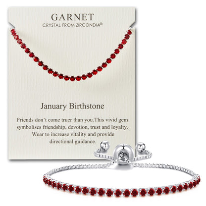 January Birthstone Friendship Bracelet with Garnet Zircondia® Crystals