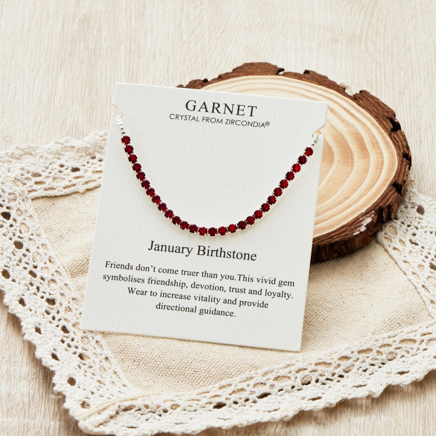 January Birthstone Friendship Bracelet with Garnet Zircondia® Crystals