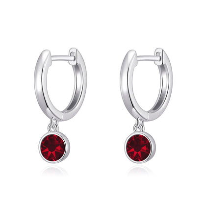January Birthstone Hoop Earrings Created with Garnet Zircondia® Crystals