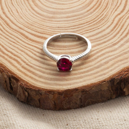 January (Garnet) Adjustable Birthstone Ring Created with Zircondia® Crystals