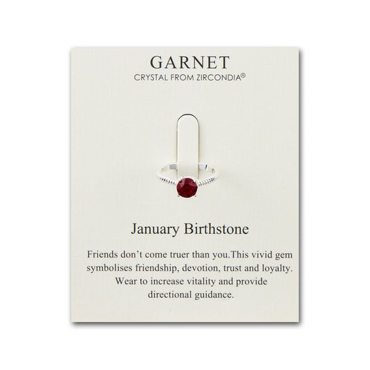 January (Garnet) Adjustable Birthstone Ring Created with Zircondia® Crystals