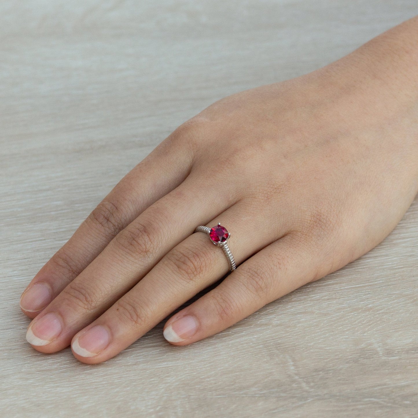 January (Garnet) Adjustable Birthstone Ring Created with Zircondia® Crystals