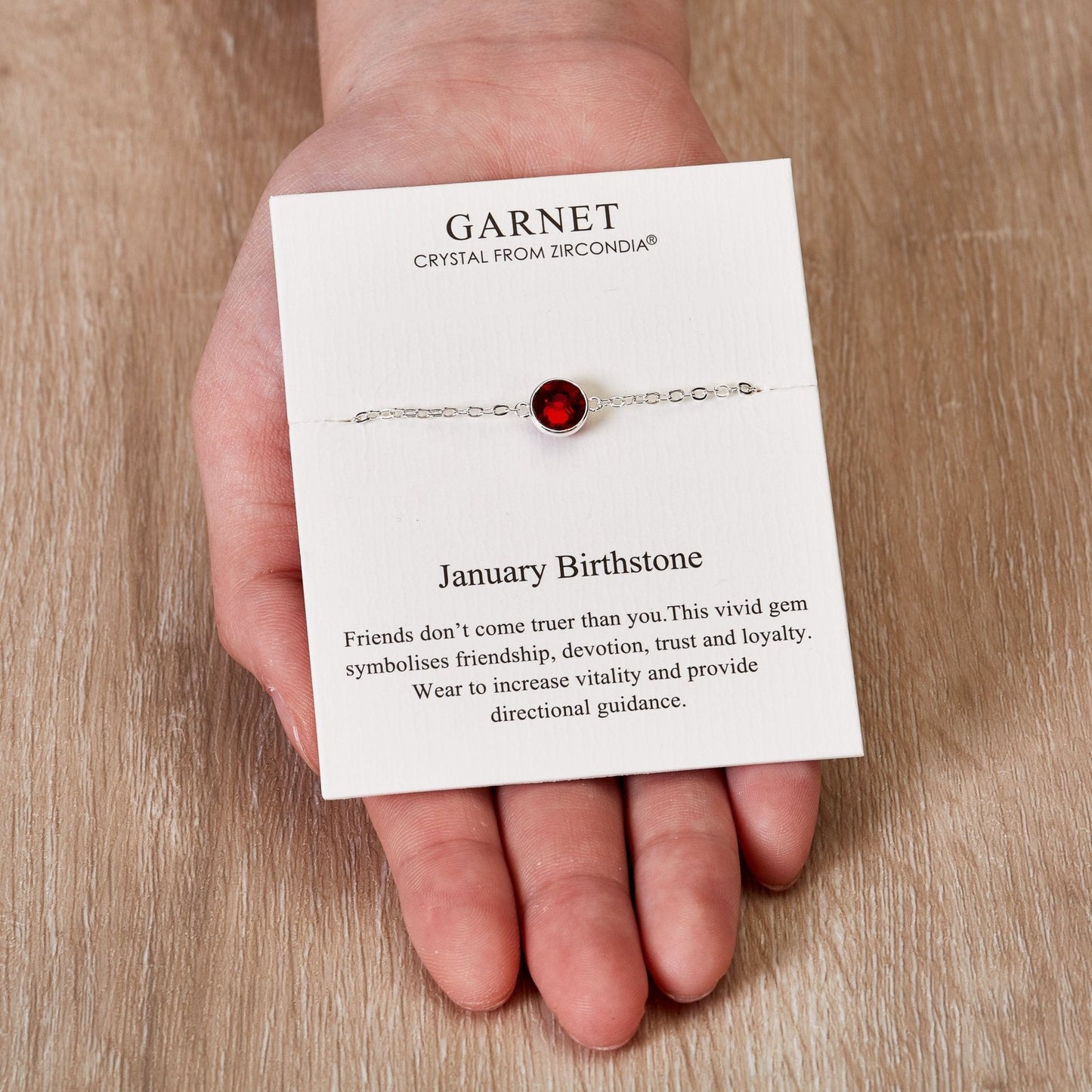 January (Garnet) Birthstone Anklet Created with Zircondia® Crystals