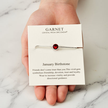 January (Garnet) Birthstone Bracelet Created with Zircondia® Crystals